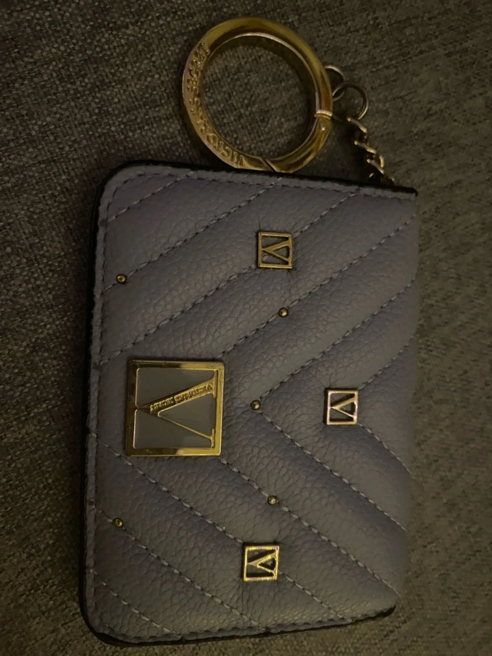 Victoria's Secret Light Blue Quilted Keychain Card Case - Picture 2 of 4
